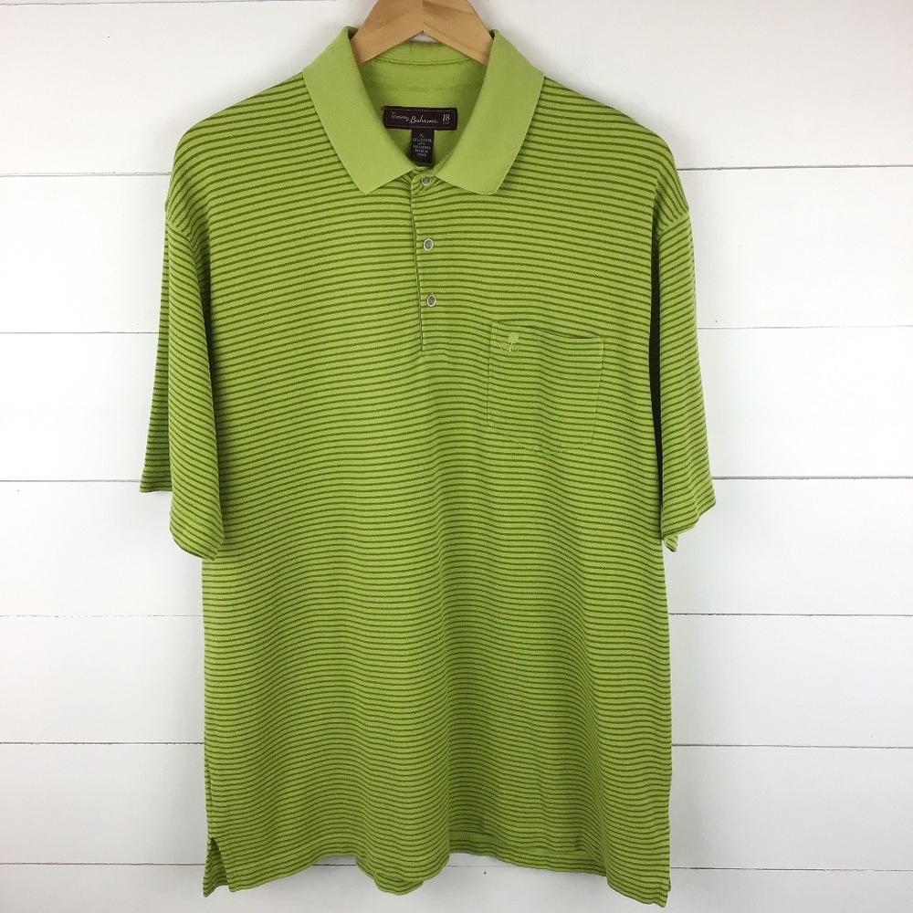 Tommy Bahama XL 18 Golf Polo Green Stripe Palm